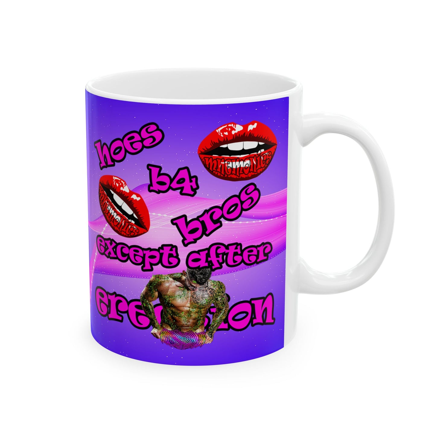 hoes b4 bros - White Mug (purple-pink wave)