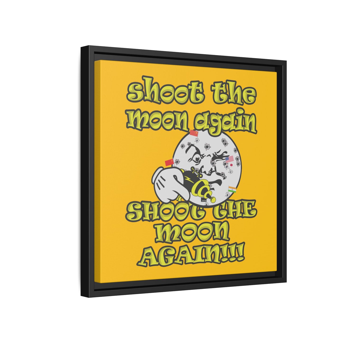 shoot the moon again - framed canvas art (yellow)