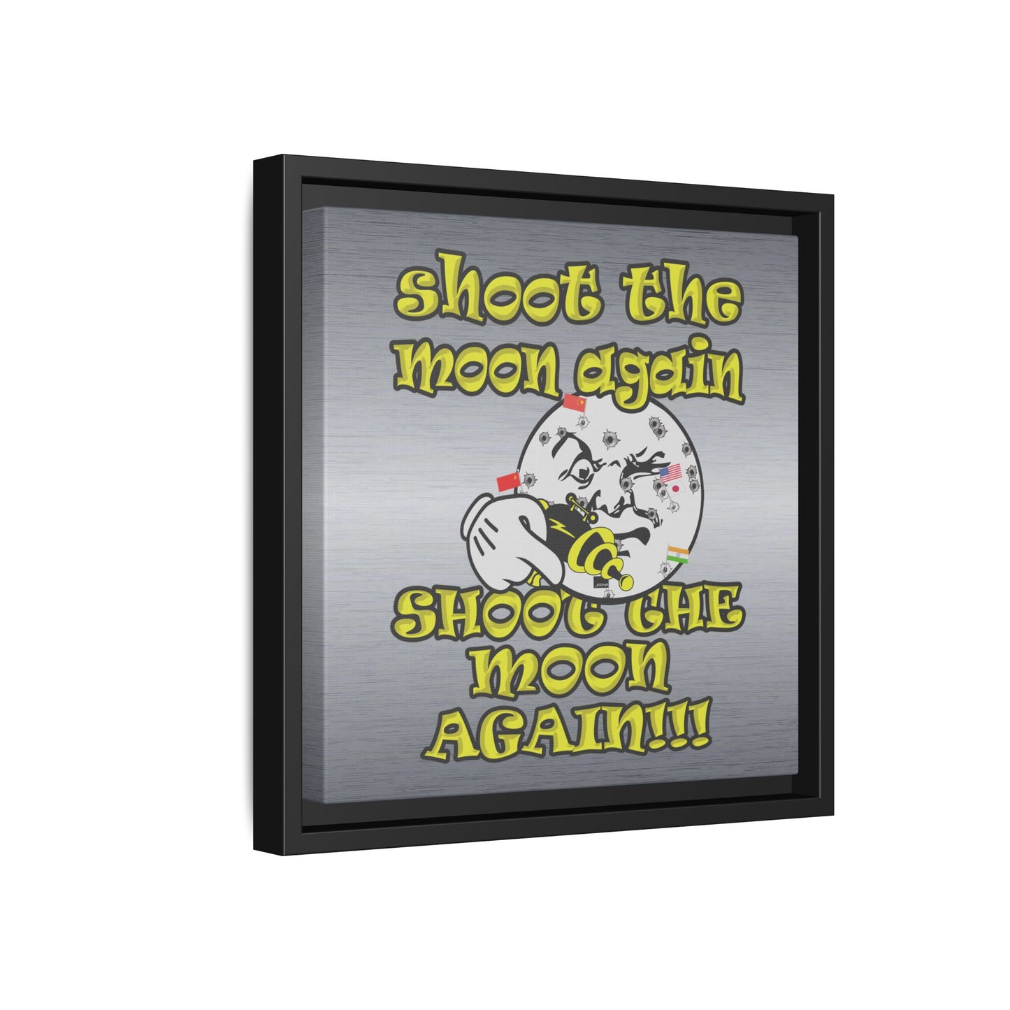 shoot the moon again - framed canvas art (brushed nickel)