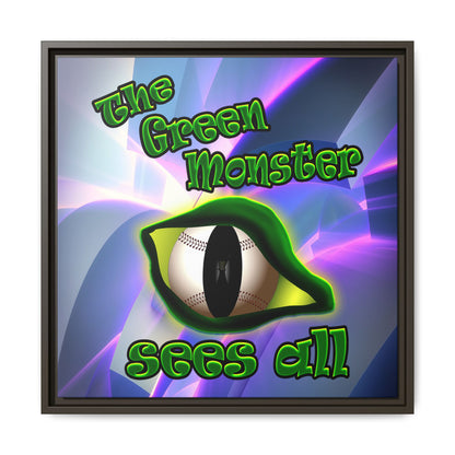 green monster - framed canvas art (grey-pink wave)