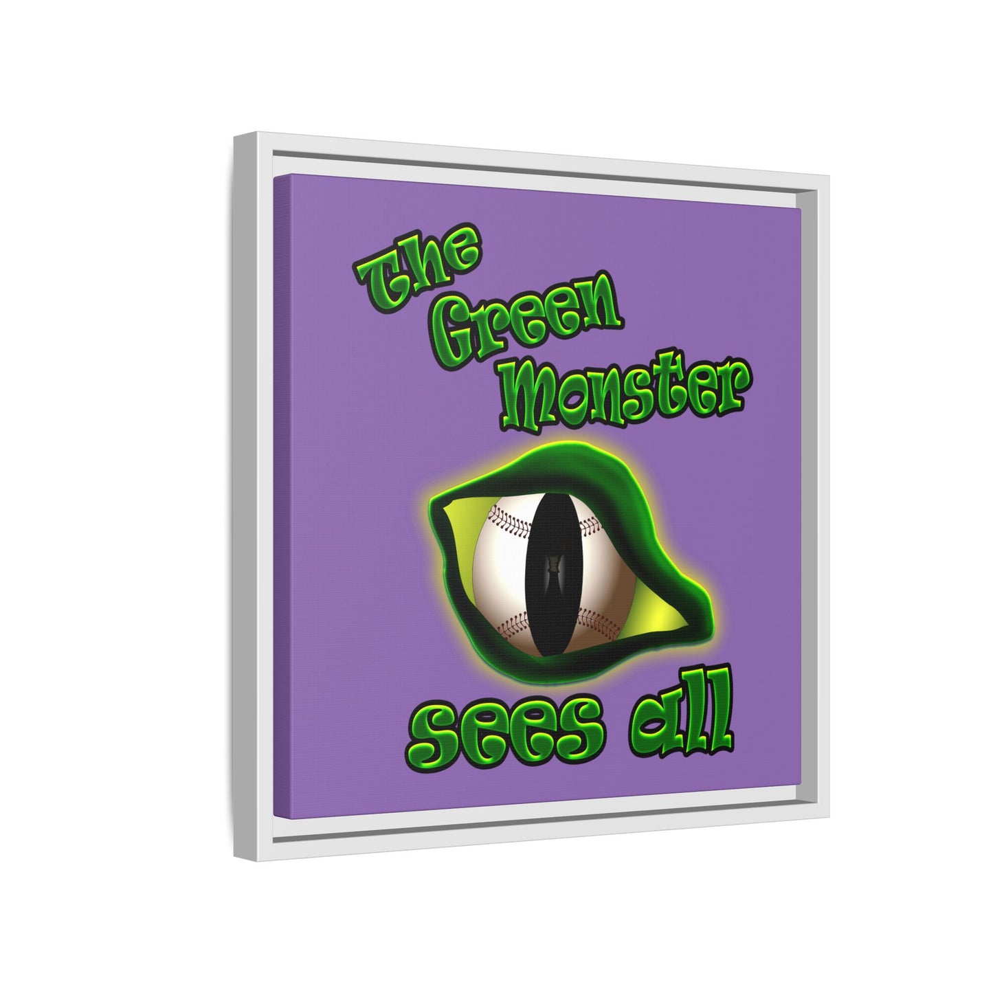 green monster - framed canvas art (light purple)