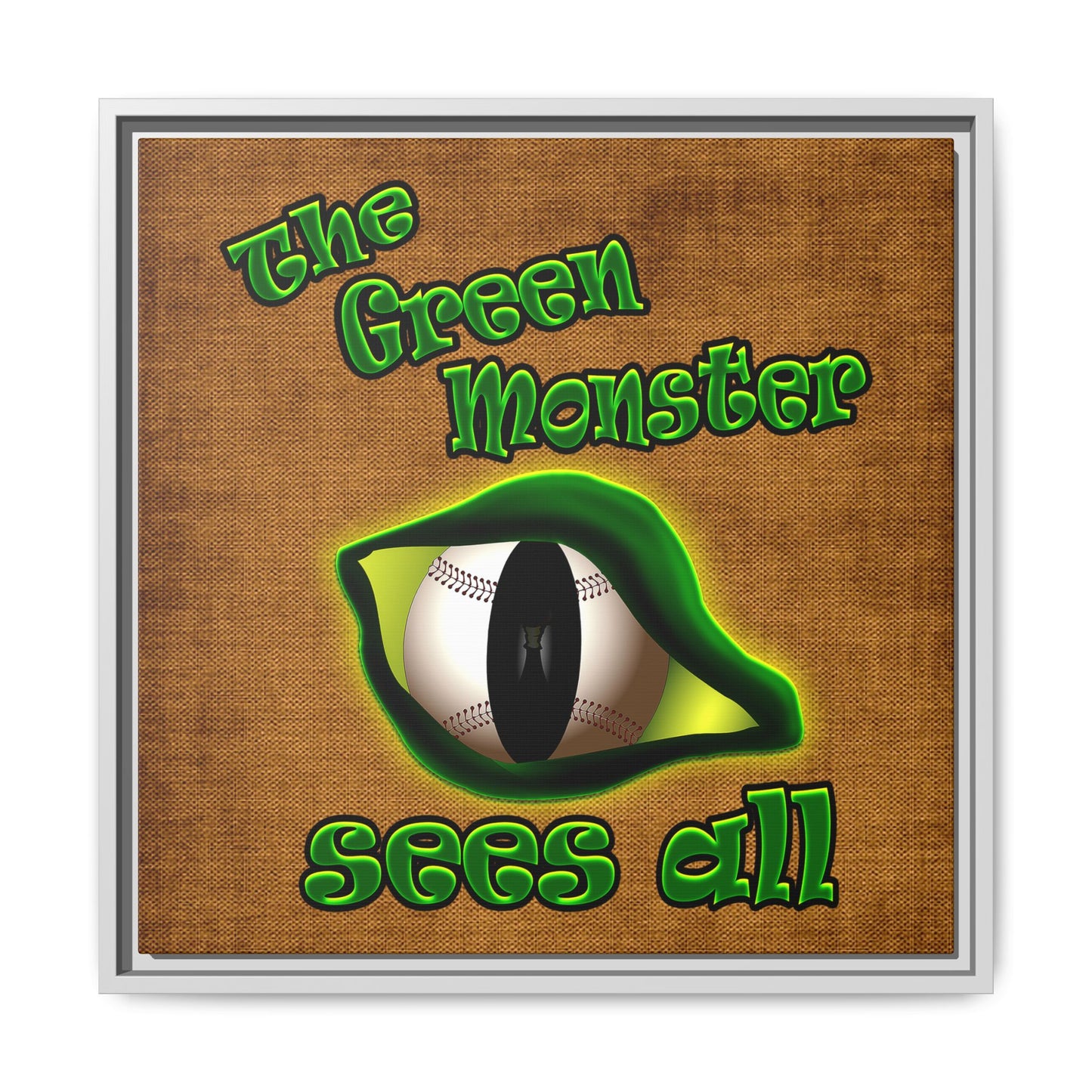 green monster - framed canvas art (brown papyrus)