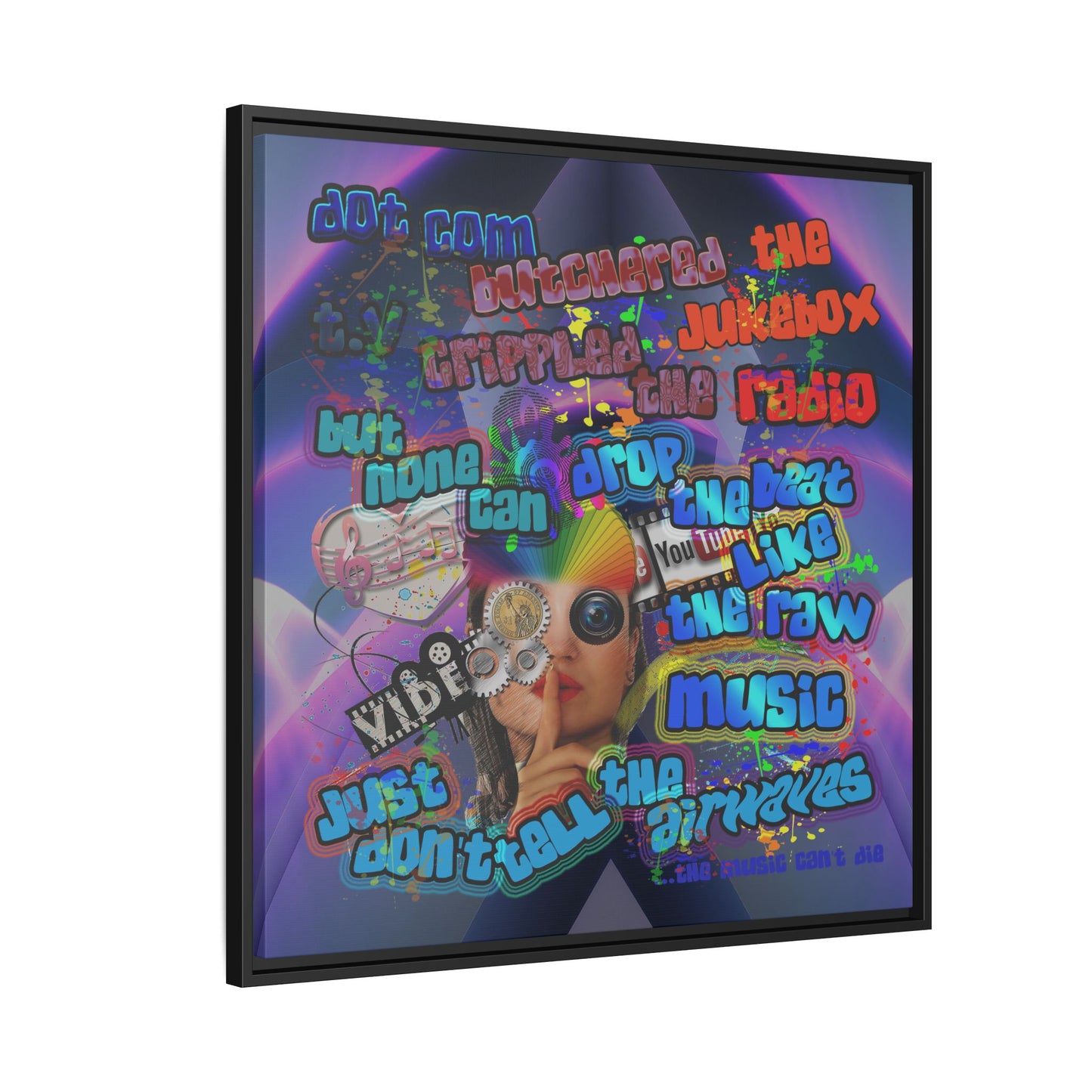 drop the beat - framed canvas art (grey-pink wave)