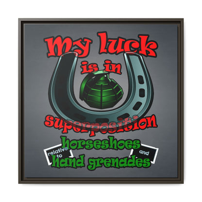 my luck - framed canvas art (grey-light grey)