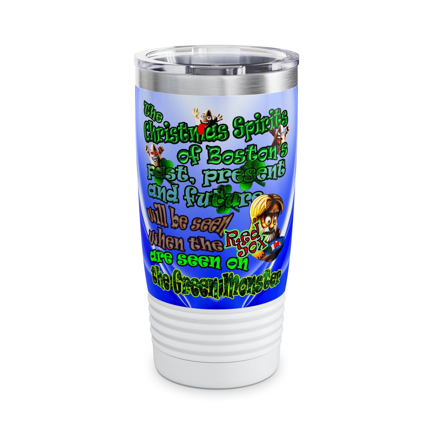 christmas spirits of boston - Ringneck Tumbler, 20oz (blue-white wave)