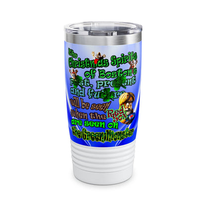 christmas spirits of boston - Ringneck Tumbler, 20oz (blue-white wave)