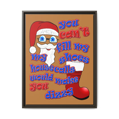 santa's shoes - framed canvas art (light brown)