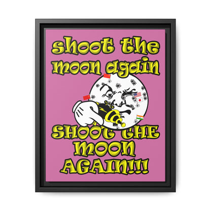 shoot the moon again - framed canvas art (light pink)
