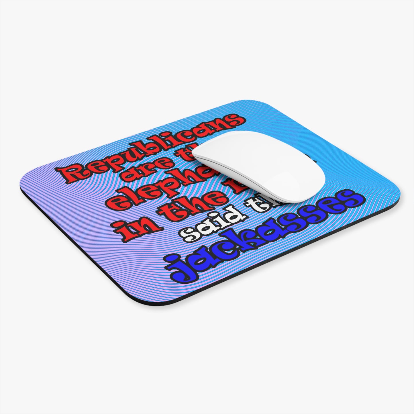 donkeys and elephants - Mouse Pad (Rectangle) (light blue-purple wave)