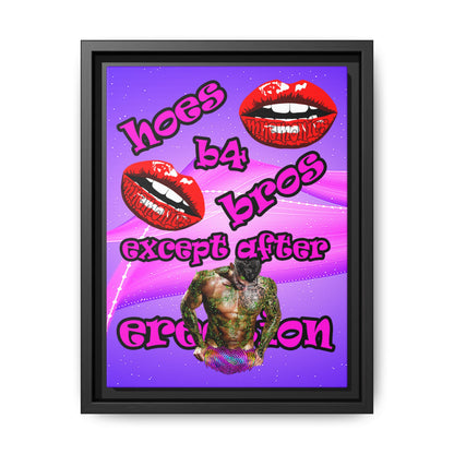 hoes b4 bros - framed canvas art (purple-pink wave)