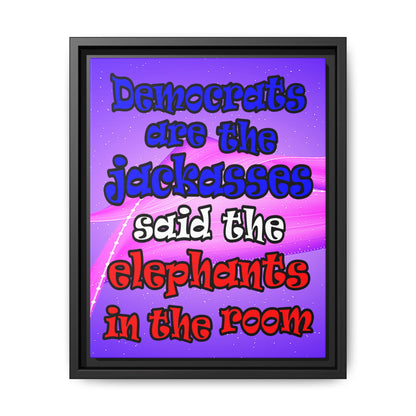 donkeys and elephants - framed canvas art (purple-pink wave)