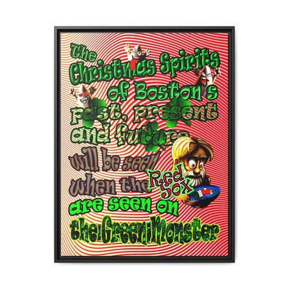 christmas spirits of boston - framed canvas art (yellow-orange wave)