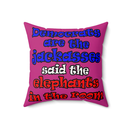 donkeys and elephants - Faux Suede Square Pillow - (pink)