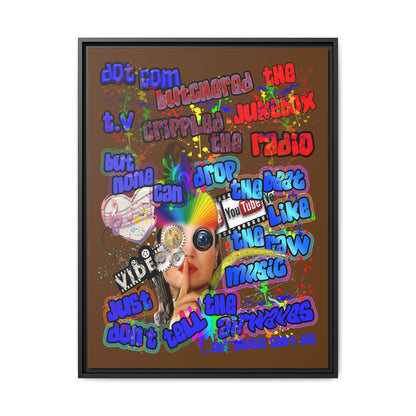 drop the beat - framed canvas art (brown)
