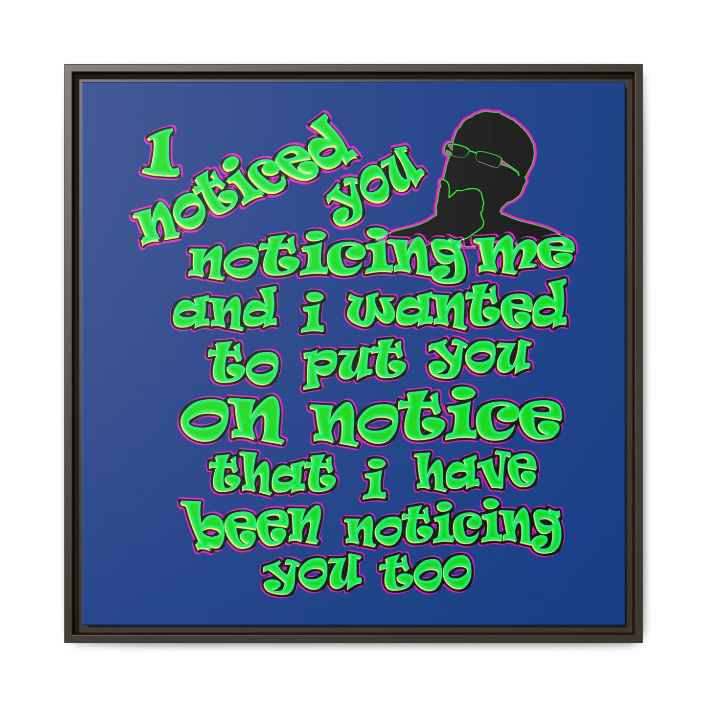 noticed you noticing - framed canvas art (dark blue)