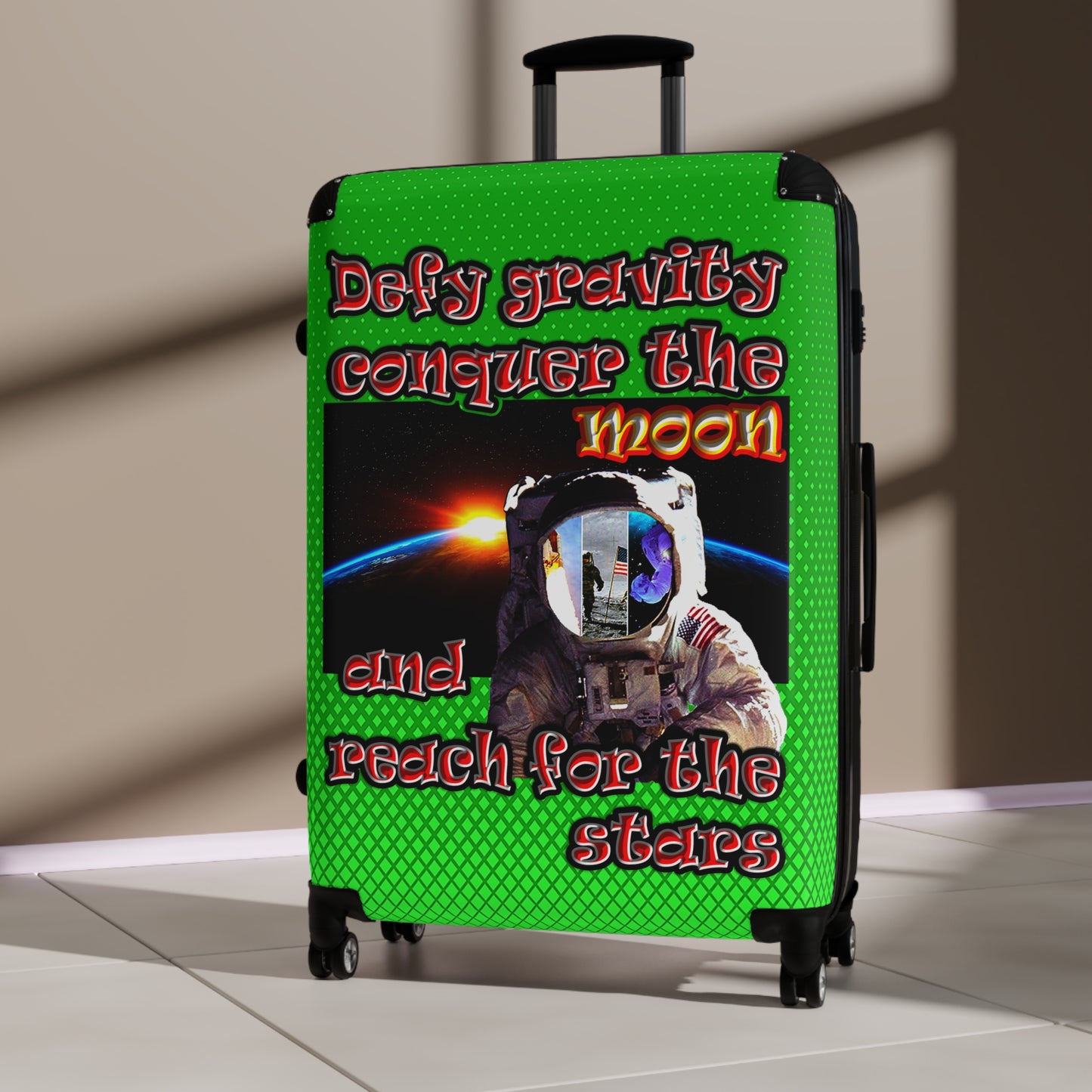 defy conquer reach - Suitcase (logo green)