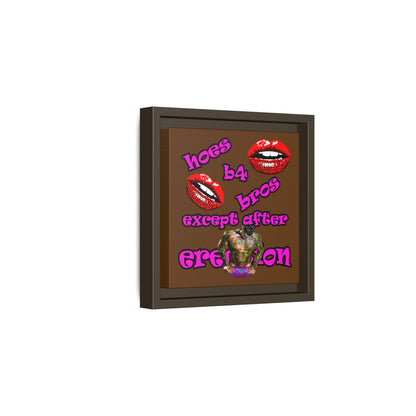 hoes b4 bros - framed canvas art (brown)