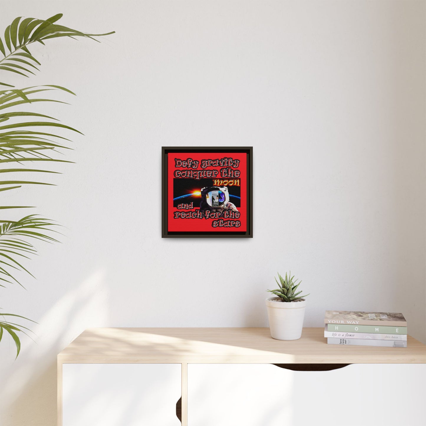 defy conquer reach - framed canvas art (red)
