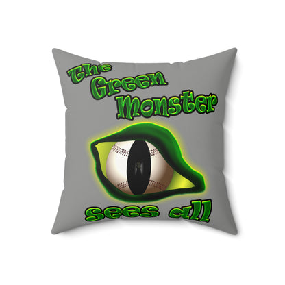 green monster - Faux Suede Square Pillow - (grey)