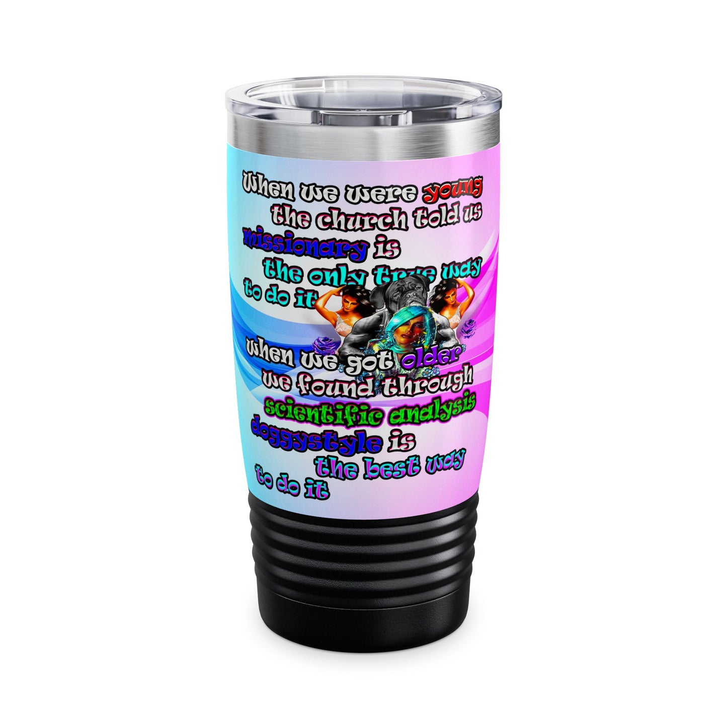 doggystyle - Ringneck Tumbler, 20oz (light blue-pink wave)