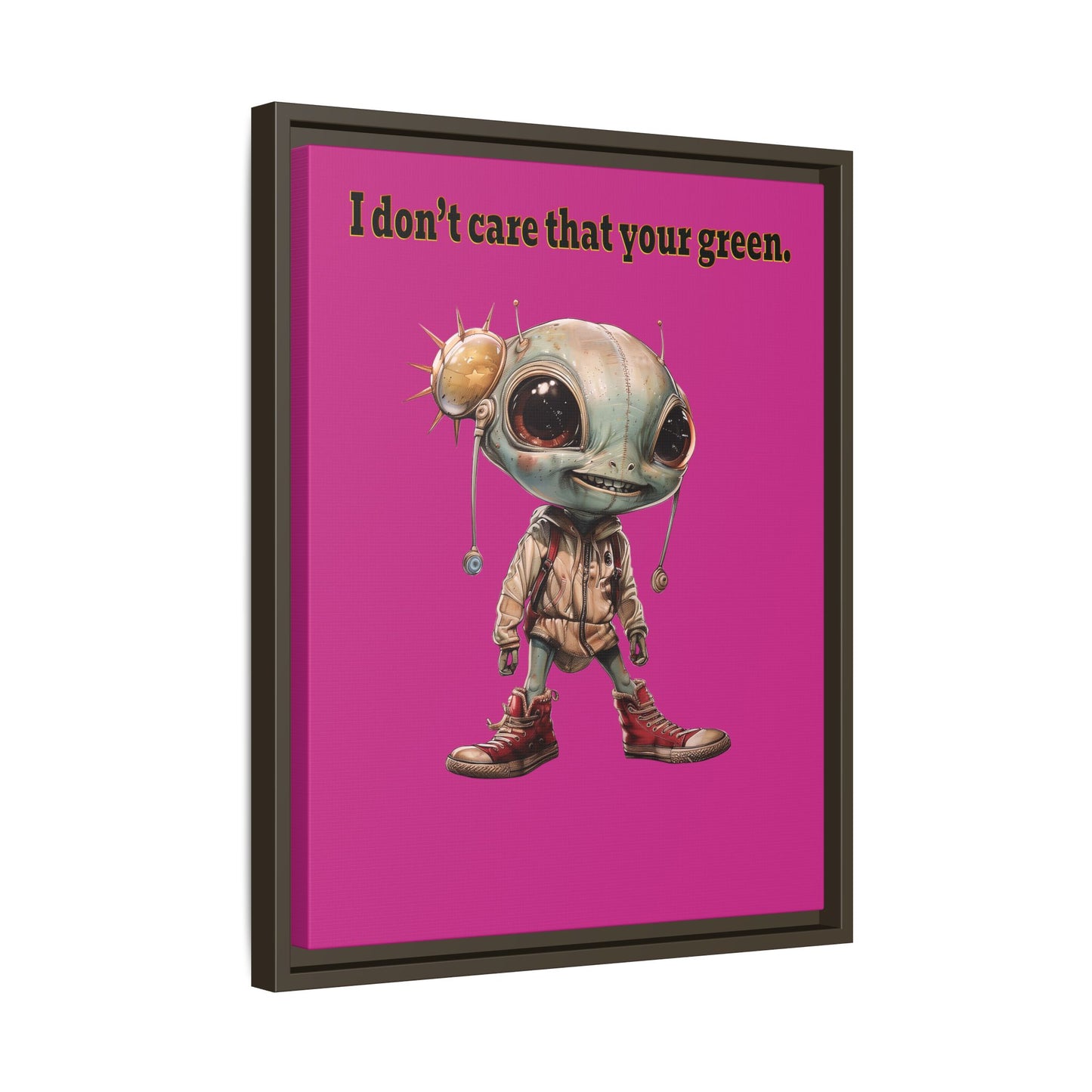 I don't care that your green - framed canvas art (pink)