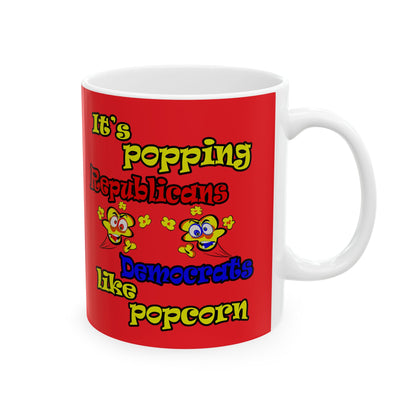 popping like popcorn - White Mug (red)