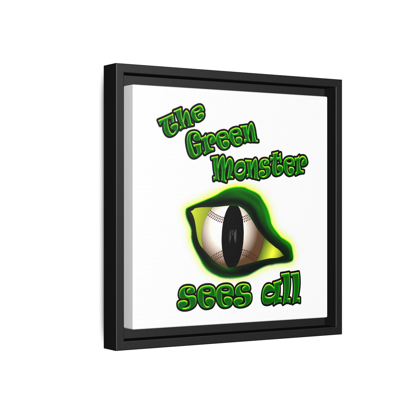 green monster - framed canvas art (white)