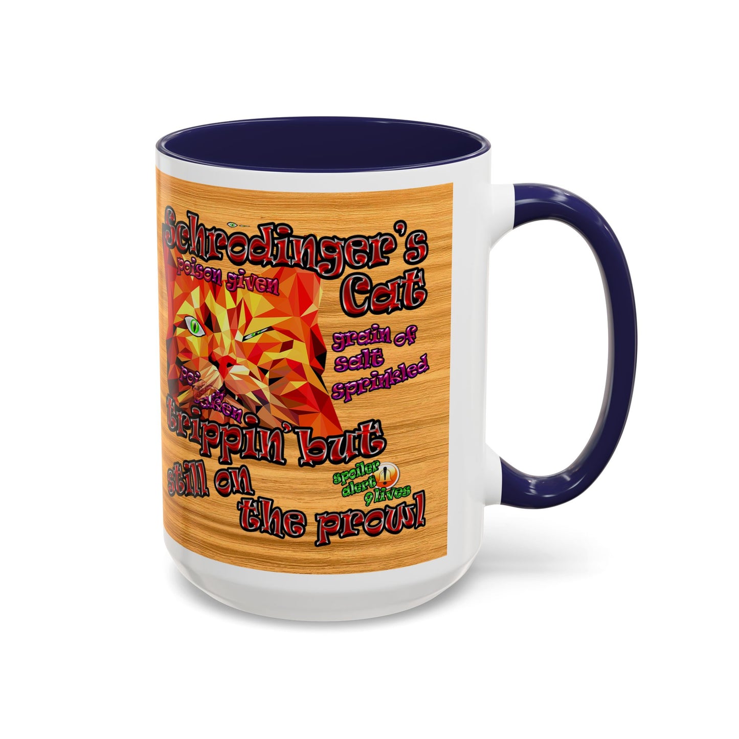schrodinger's cat - Accent Mug (butterscotch wood finish)