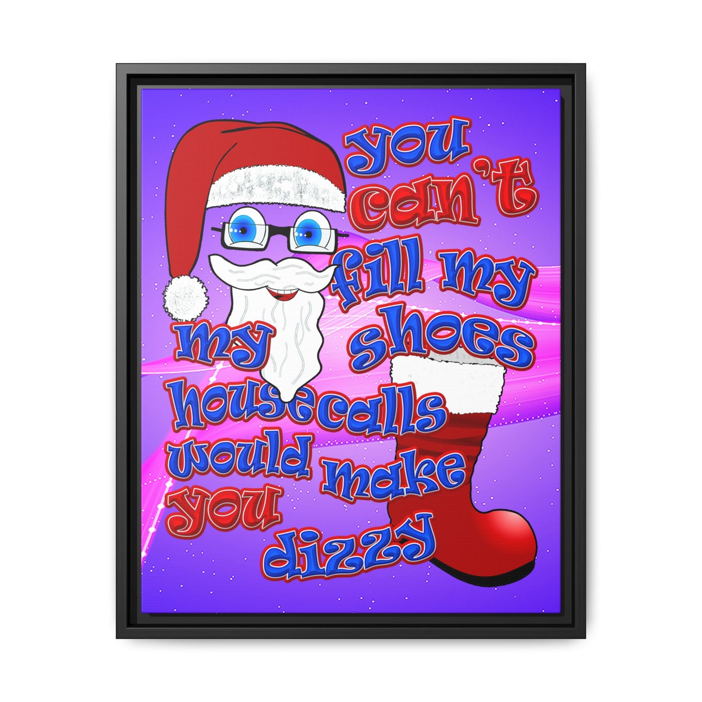 santa's shoes - framed canvas art (purple-pink wave)