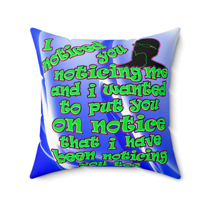 noticed you noticing - Faux Suede Square Pillow - (blue-white wave)