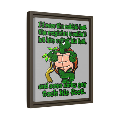 turtle race - framed canvas art (light grey)