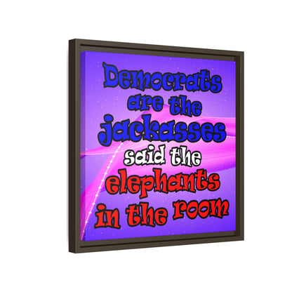 donkeys and elephants - framed canvas art (purple-pink wave)