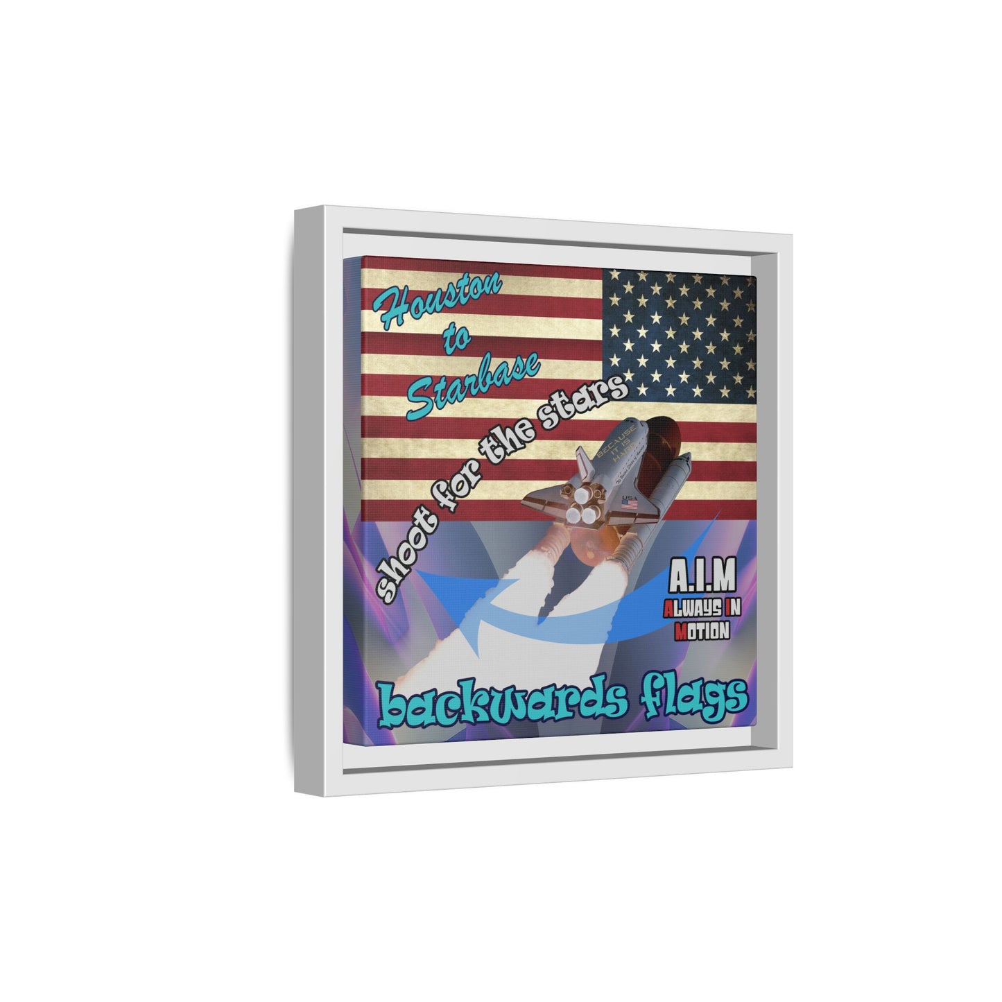 shoot for the stars - framed canvas art (grey-pink wave)