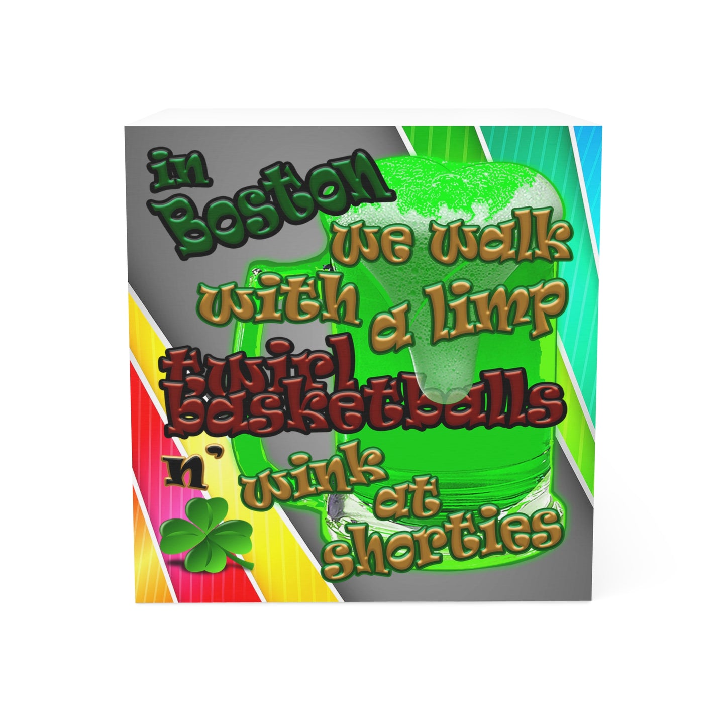 celtic's logo - note cube (rainbow split)