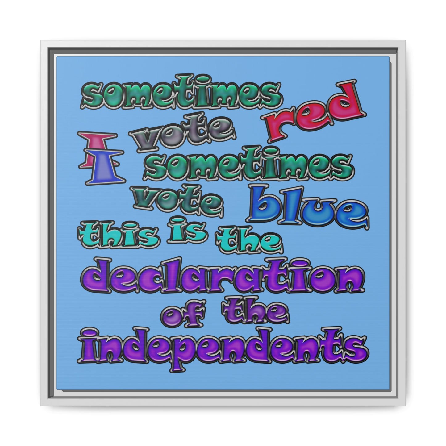 declaration of the independents - framed canvas art (light blue)