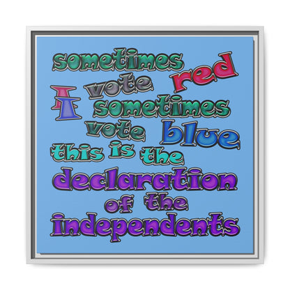 declaration of the independents - framed canvas art (light blue)