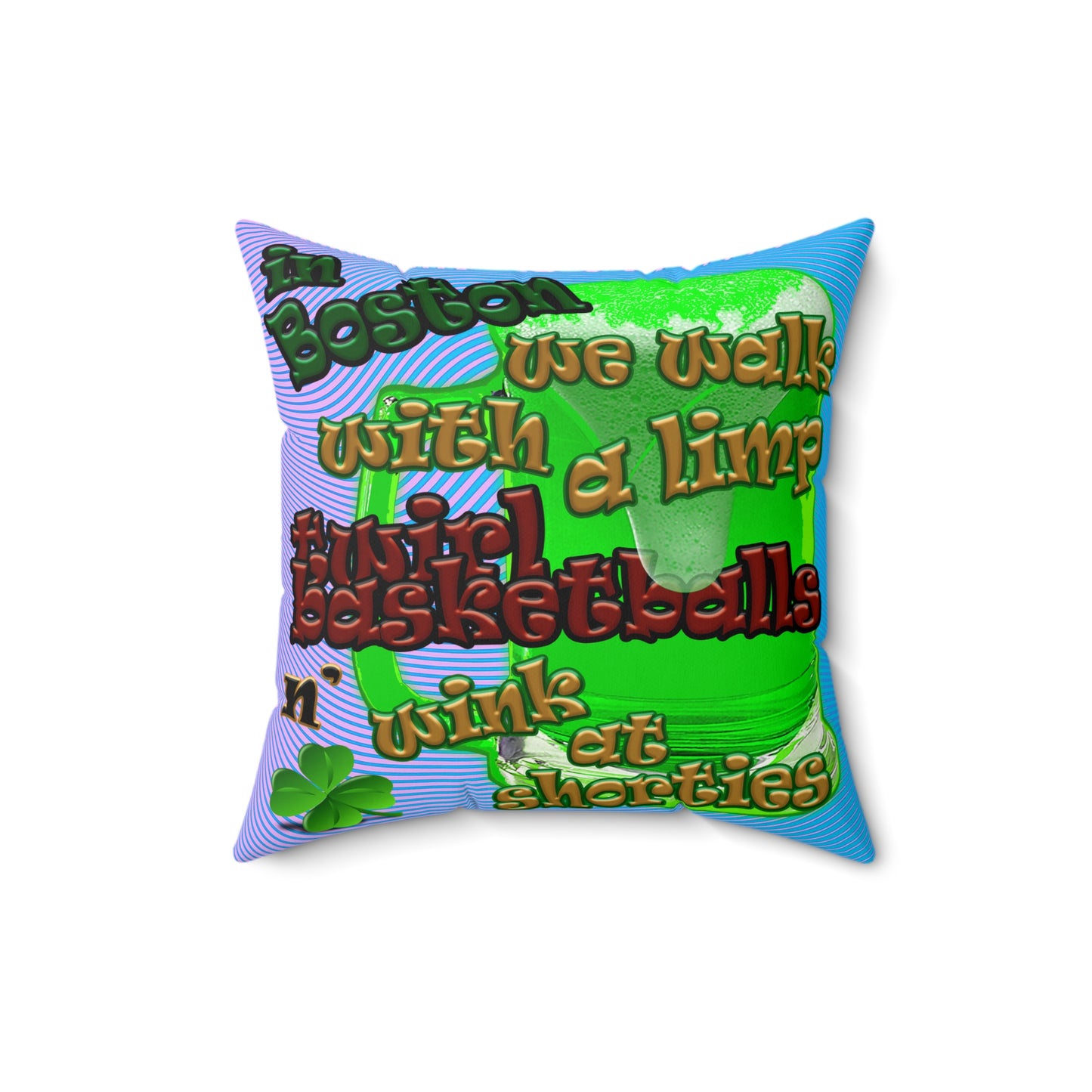 celtics logo - Faux Suede Square Pillow - (light blue-purple wave)