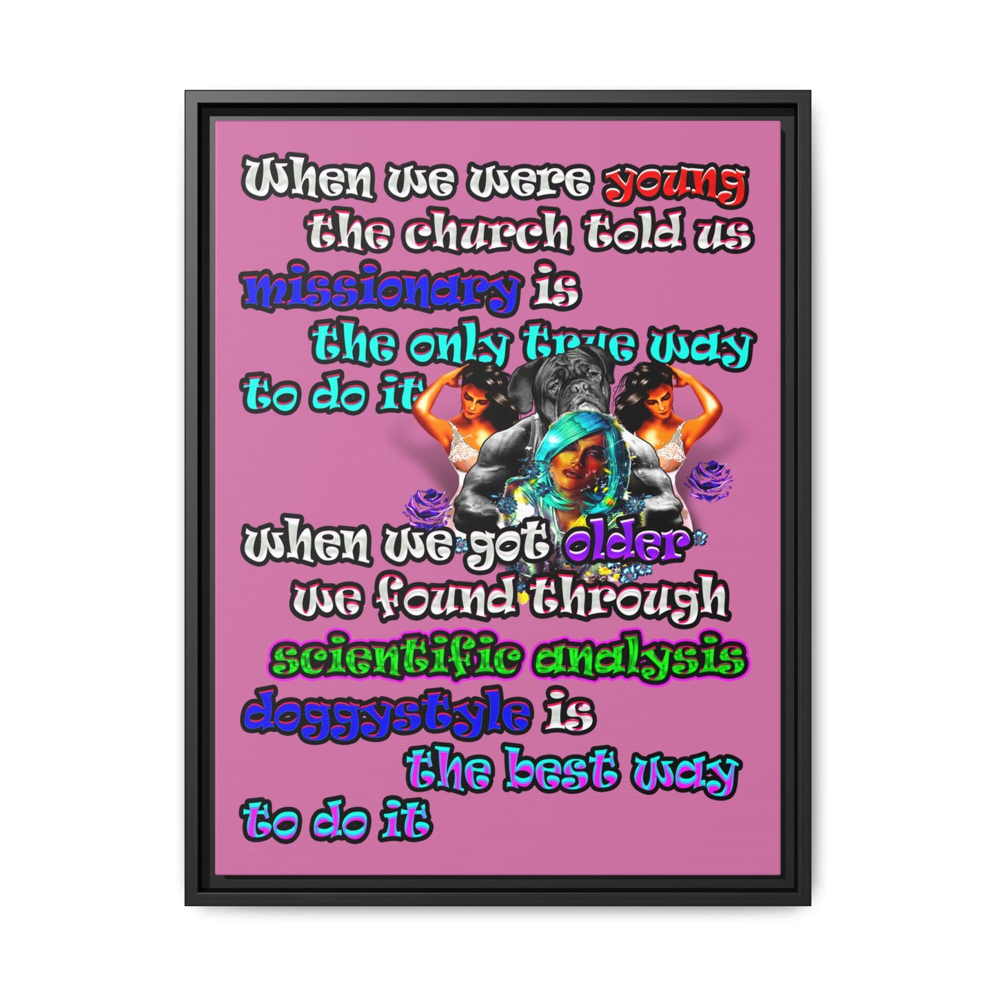 doggystyle - framed canvas art (light pink)