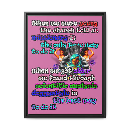 doggystyle - framed canvas art (light pink)