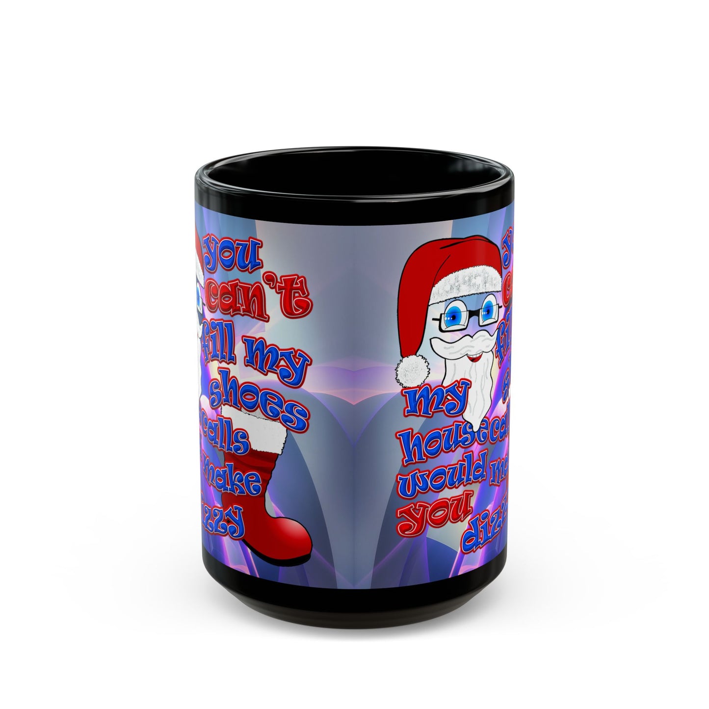 santa's shoes - Black Mug (grey-pink wave)