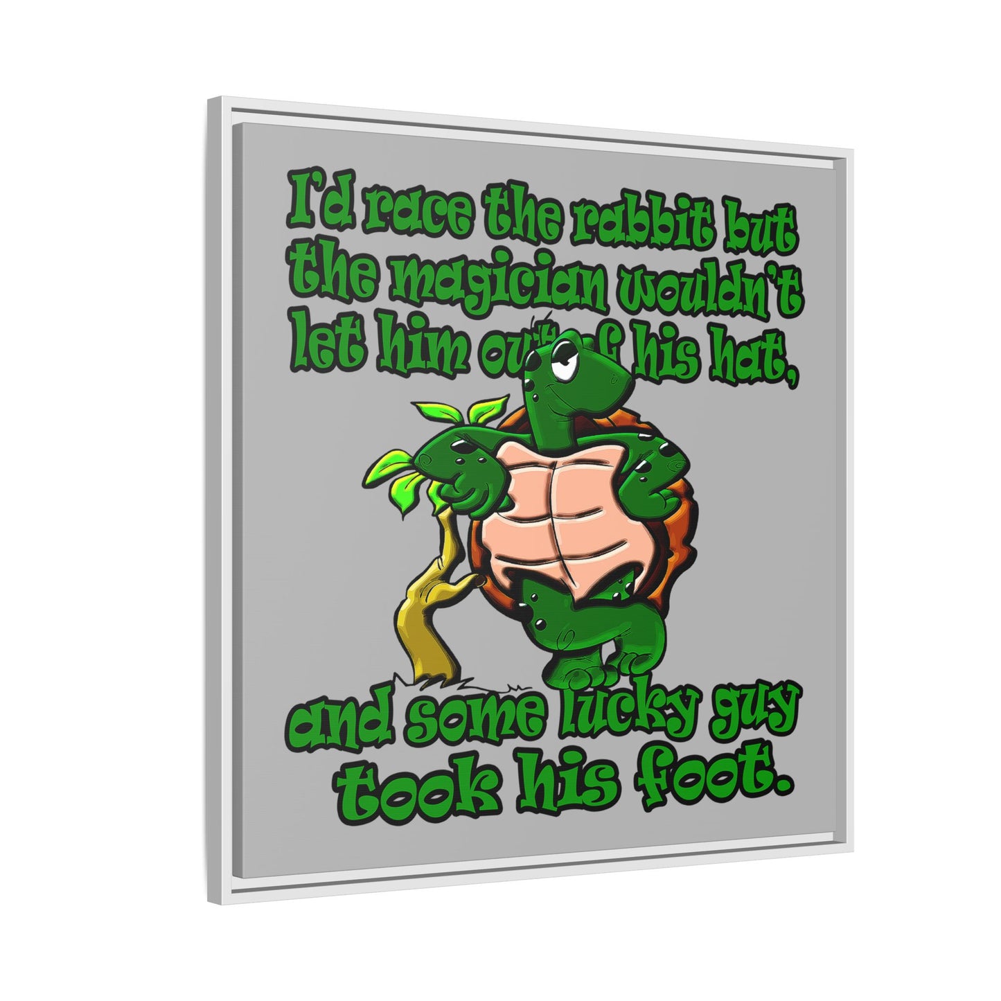 turtle race - framed canvas art (light grey)