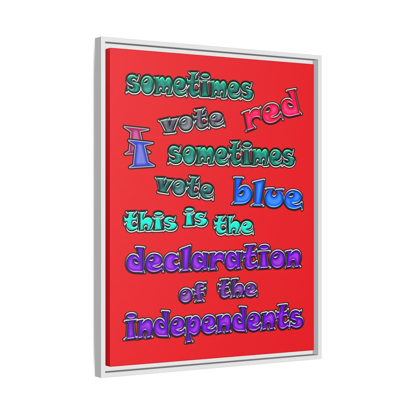 declaration of the independents - framed canvas art (red)