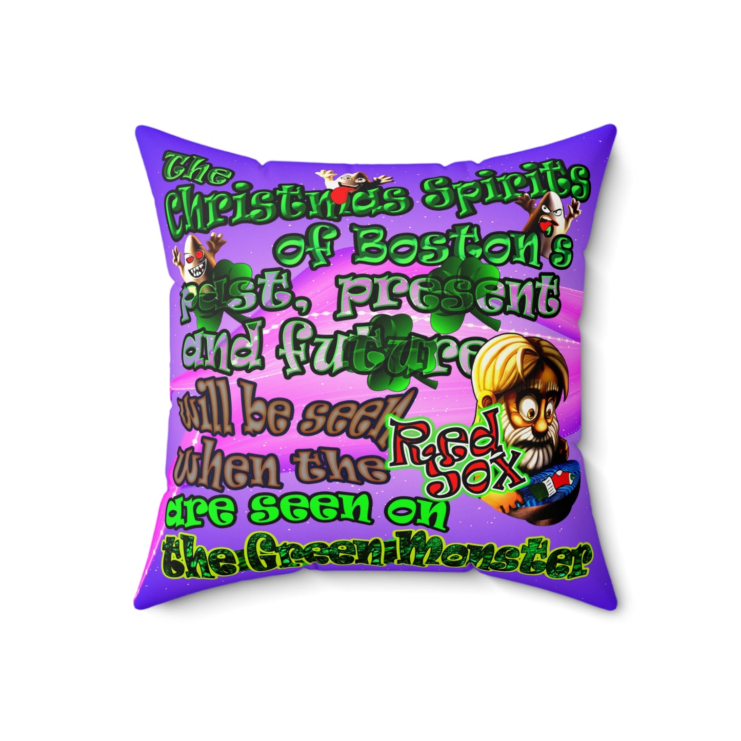 christmas spirits of boston - Faux Suede Square Pillow - (purple-pink wave)