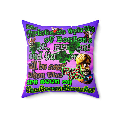 christmas spirits of boston - Faux Suede Square Pillow - (purple-pink wave)
