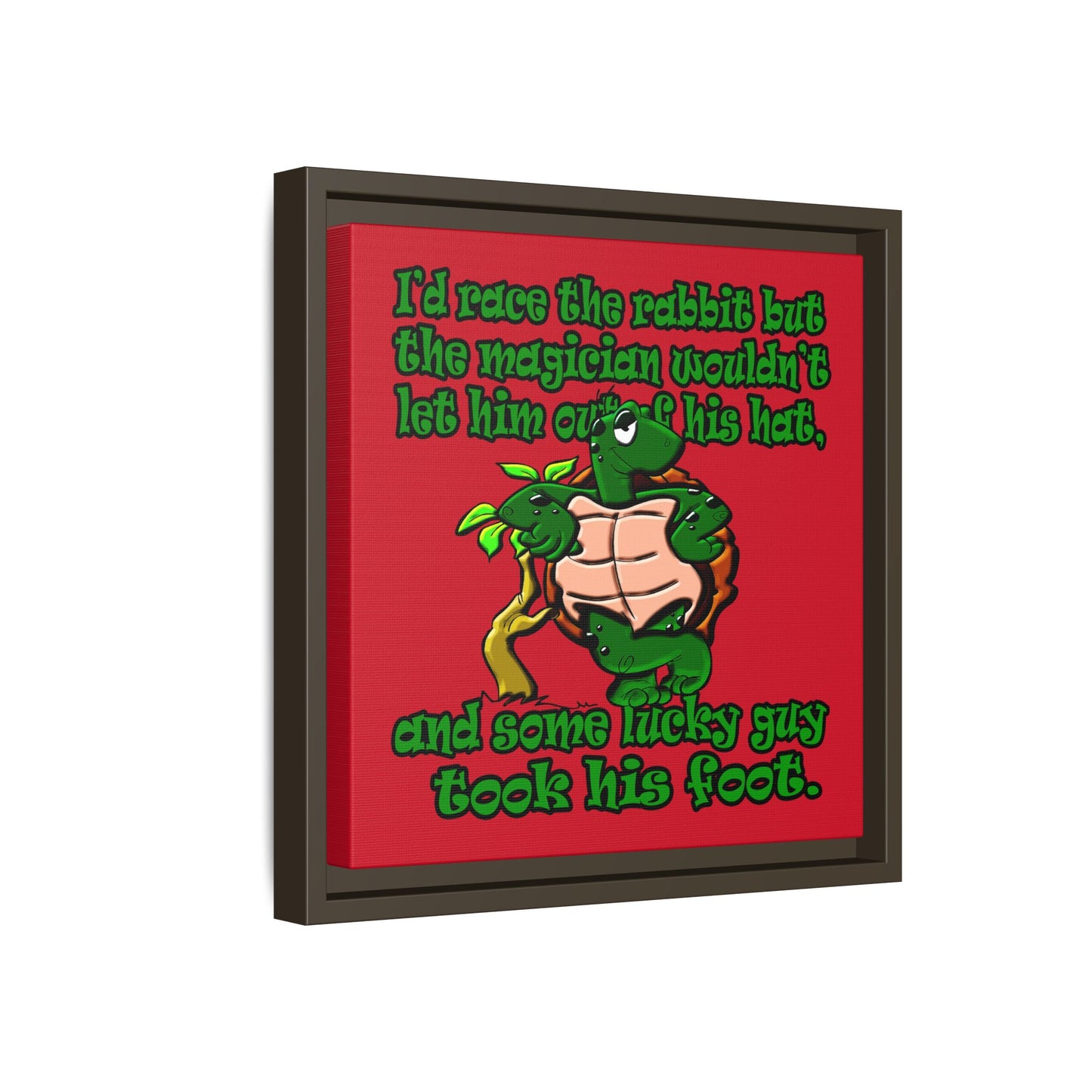 turtle race - framed canvas art (dark red)