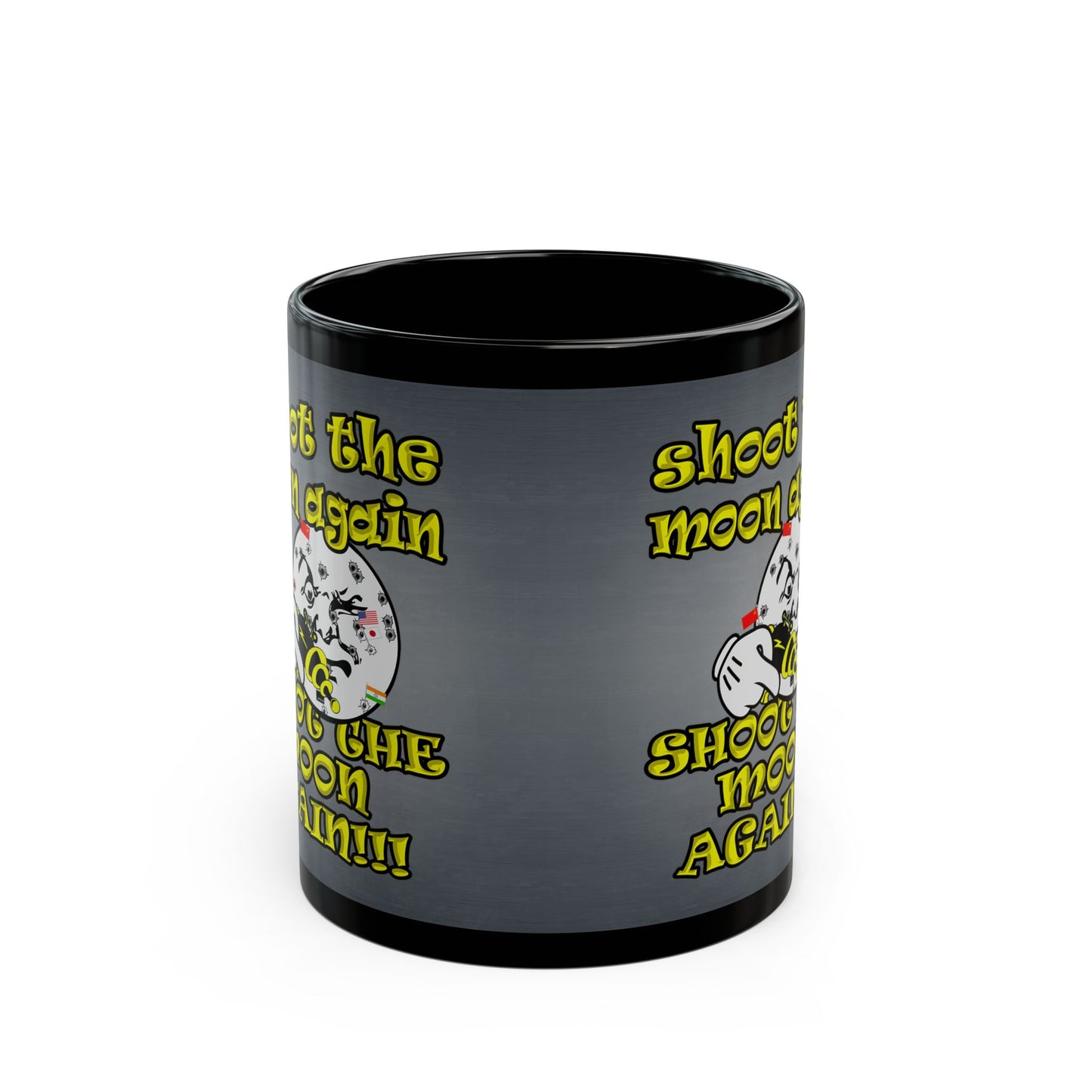 shoot the moon again - Black Mug (grey-light grey)