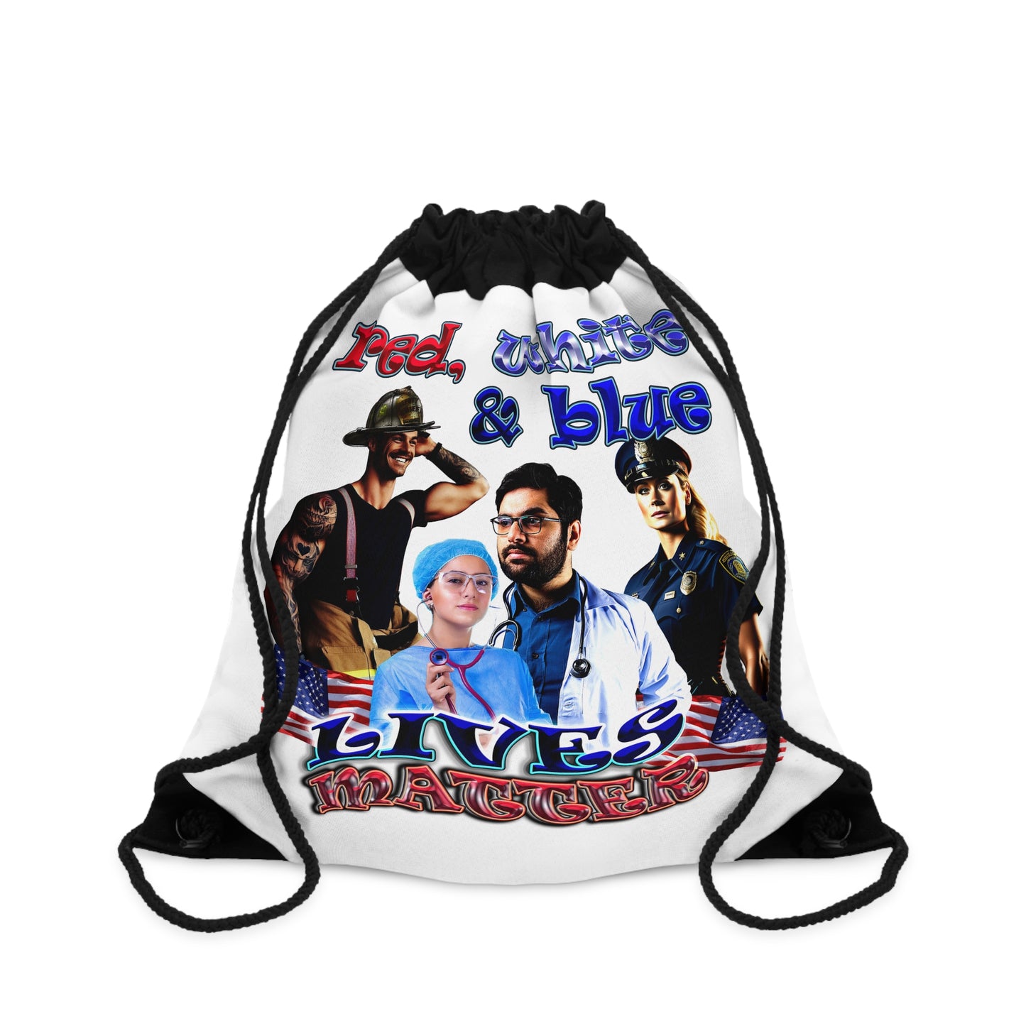 rw&b lives matter - Drawstring Bag (white)