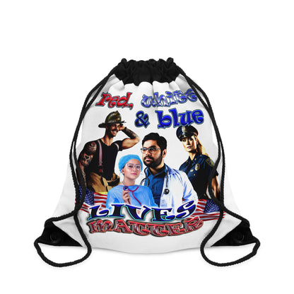 rw&b lives matter - Drawstring Bag (white)