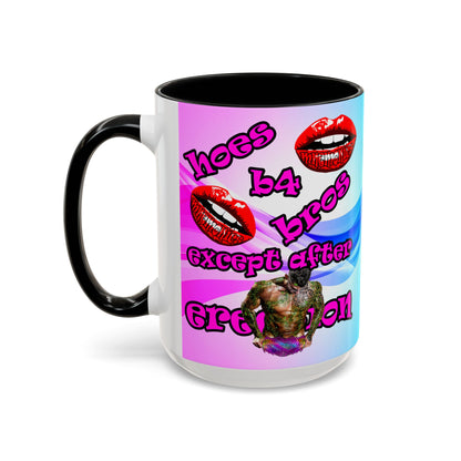 hoes b4 bros - Accent Mug (light blue-pink wave)