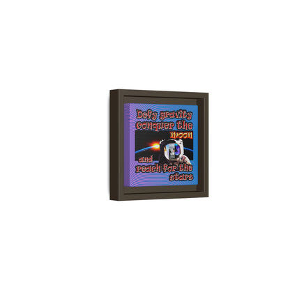 defy conquer reach - framed canvas art (light blue-purple wave)